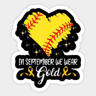 In September We Wear Gold Softball Childhood Cancer Support Sticker